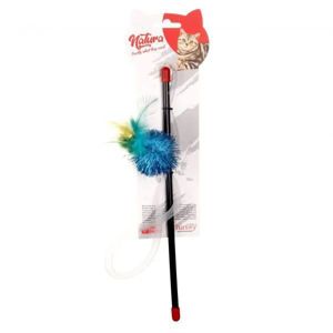 Picture of NATURA SHINY POM POM CAT TOY ROD 30 CM PTC-024