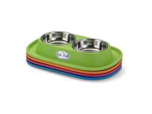 Picture of Soft Touch INOX Double cm. 31 x 20 x 3,5 h - soft bowl-holder with INOX bowl inside.